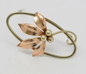 Vintage Forstner 10k Yellow And Rose Gold Floral Brooch Pin 6 Grams Circa 1940’s - Picture 1 of 3