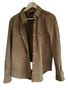 Forever 21 Genuine Pigskin Leather Suede Button Down Western BOHO Top Size L - Picture 1 of 4