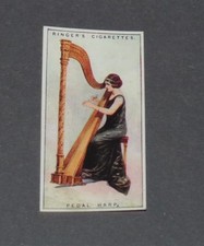 1924 CARD EDWARDS RINGER CIGARETTES MUSICAL INSTRUMENTS #10 PEDAL HARP