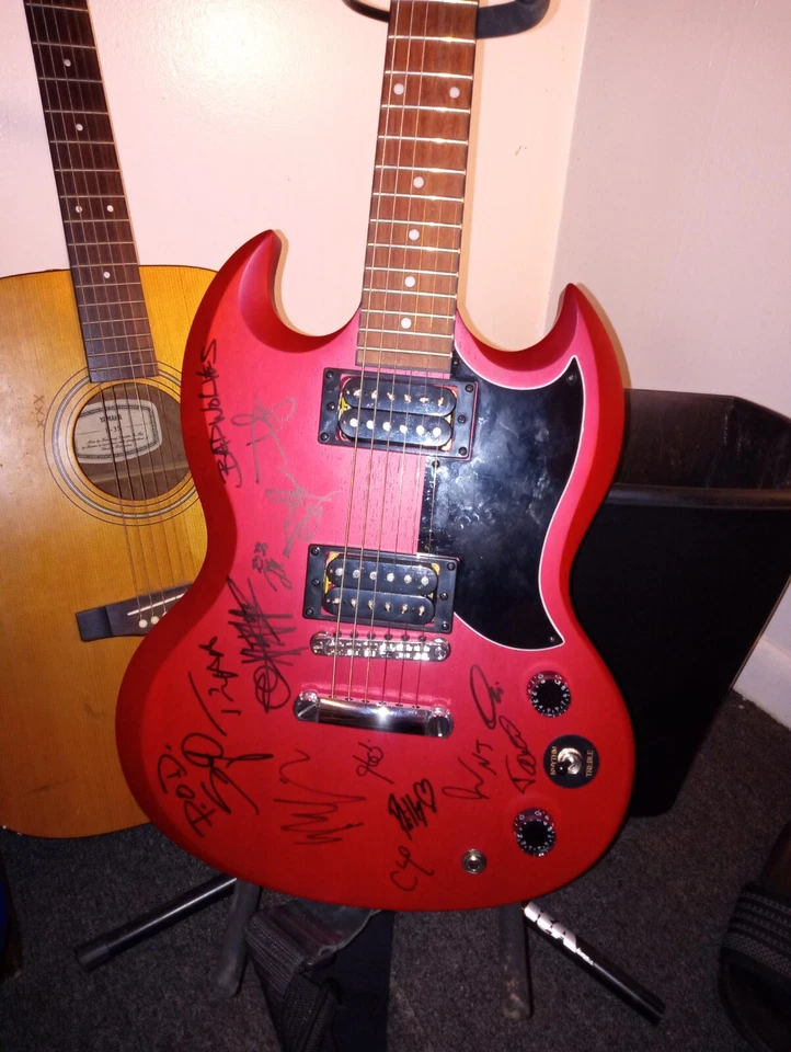 autographed Epiphone sg by POD and Bad Volves And Norma jean - Image 1 of 1