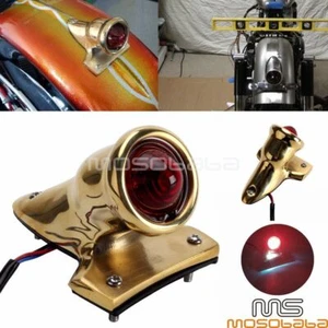 CROCKER Style Brass LED Tail Light For Cafe Racer Bobber Chopper Harley Custom  - Picture 1 of 5