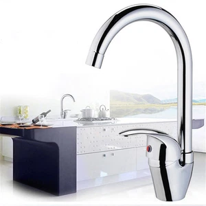 Kitchen Tap Chrome 360°Swivel Spout single Handle&Lever Basin Sink Mixer Faucet - Bild 1 von 9