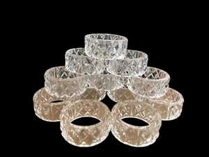 vintage CLEAR ACRYLIC NAPKIN RINGS Diamond Pattern SET of 12 DR-035 - Picture 1 of 3