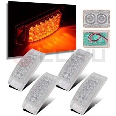 4x 6" Amber Led Clear Lens Turn Signal Side Marker Truck Trailer 20LED Rectangle Foto 1 de 4