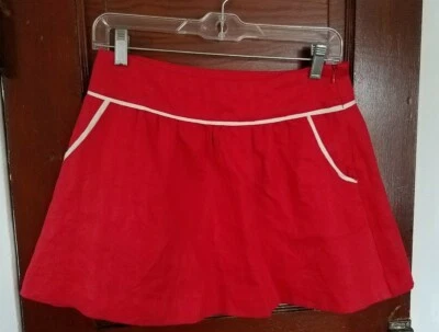 Falda forrada de poliéster de lino rojo S Twenty One para mujer Foto 1 de 4