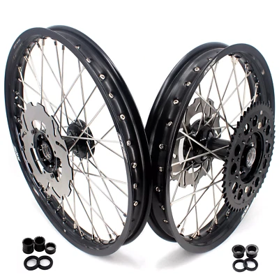KKE 21/19" Cast MX Wheels Fit Honda XR400R 1996-2004 XR600R 1991-2000 Black Rims - Image 1 of 4