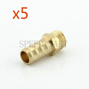 5pcs 10mm 1/4" Brass Barbed Hose Tube Fuel Pipe Fittings Coupler Connector - Picture 1 of 5