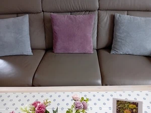 Ledergarnitur, 2- Sitzer + 3-Sitzer beige hochwertig - Bild 1 von 9