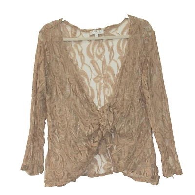 Kenar Vintage Lace Tie Front Shrug plus size 1X Pink - Image 1 of 4