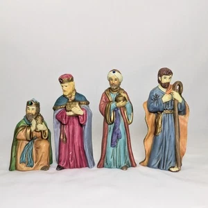 Vintage Nativity Figures Ceramic 3 Wise Men And Joseph Set ~ 5" Three Kings - Picture 1 of 11