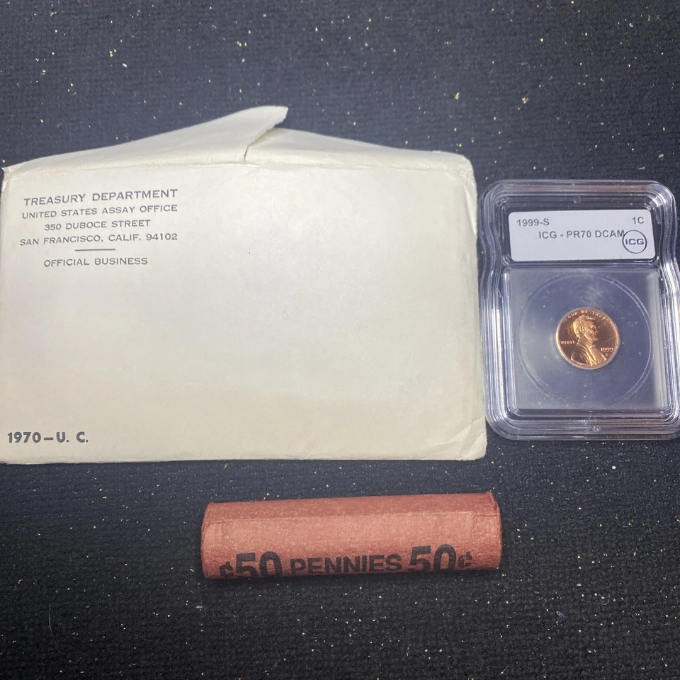 Huge Lot 1970-P/D Uncirculated Set, ICG PR70 DCAM 1999-S, 1 Roll Of 52 Wheat 1C - Image 1 of 4