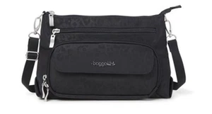 Bolso Bandolera Baggallini Original Everyday RFID Guepardo Repujado Negro Plata - Imagen 1 de 6