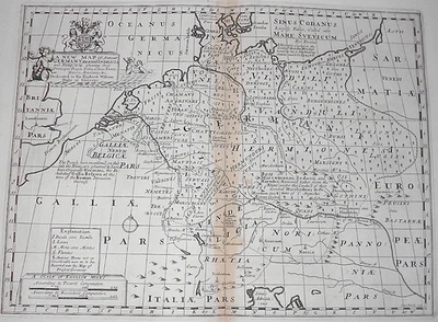ANCIENT GERMANY MAP. 1700. ANTIQUE. 1st EDITION. EDWARD WELLS approx 50 x 37 cms - Image 1 of 4
