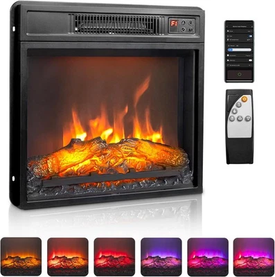 18 inch Electric Fireplace,6 Flame Modes Heater Insert with Remote Control 1400W - Image 1 of 4