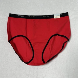 Plus Size 14/16 Lane Bryant Cacique Full Brief Cotton Panty Red Gold Signature - Picture 1 of 3
