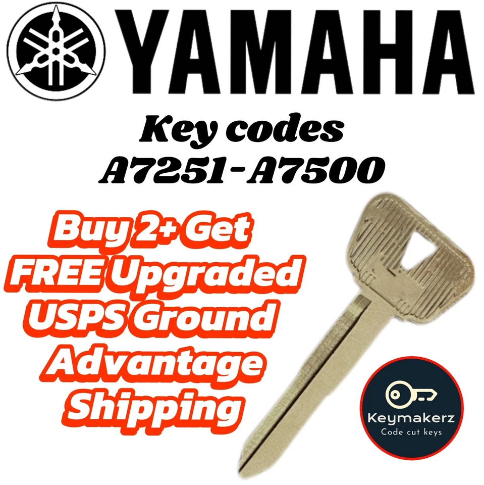 Yamaha Motorcycle Keys Cut to Key Code A7251-A7500 Spare Replacement Keys Made - Image 1 of 2