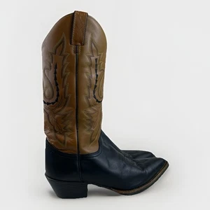 Justin J-Flex Comfort Women Sz 7.5B Western Cowgirl Boots Brown Black Leather - Picture 1 of 10