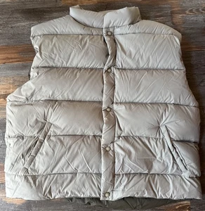 Cabelas Vtg Premier Northern Goosedown Puffer Vest  Snap Up Light Olive size XXL - Picture 1 of 5