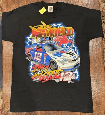 Vintage NOS Jeremy Mayfield Mobil 1 NASCAR T Shirt Adult Large - Image 1 of 4