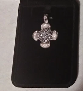 VTG ENHANCER PENDANT 925 STERLING PAVE MARCASITE CROSS - Picture 1 of 1
