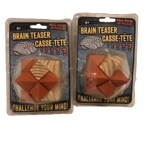 Brain Teaser Casse-tete Mind-Challenging 3D Wooden Puzzle 2 Pack by Greenbriar - Picture 1 of 4