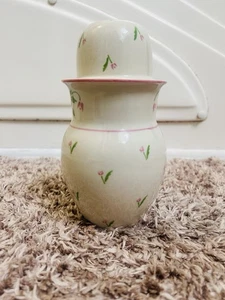 Teleflora 1985 Vintage Rosa Blumen Tumble Up Nachttisch Wasserkaraffe Keramik Tulpen - Bild 1 von 14