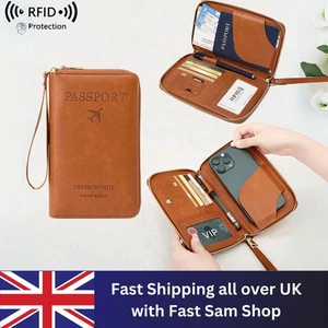 Travel Wallet RFID Passport Holder Cover Case Cards ID Women Men - Foto 1 di 13