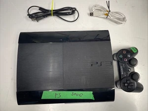 Sony ps3 500GB Super Black PS3 Video Game Box CECH-4001C w Controller + - Foto 1 di 10