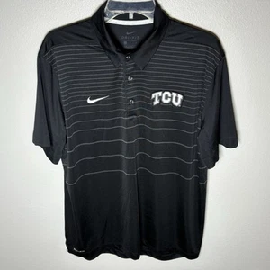 Nike Dri-Fit Mens Large L TCU Horned Frogs Black Stripe On Field Golf Polo Shirt - Picture 1 of 8