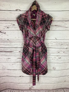 Ted Baker Dress 6 Plaid Pink Check Shirt Dress Mini - Picture 1 of 8