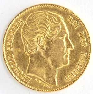 Belgium 1865 20 Francs .900 Fine Gold Coin Ruler King Leopold I Premier KM# 23 - Picture 1 of 2