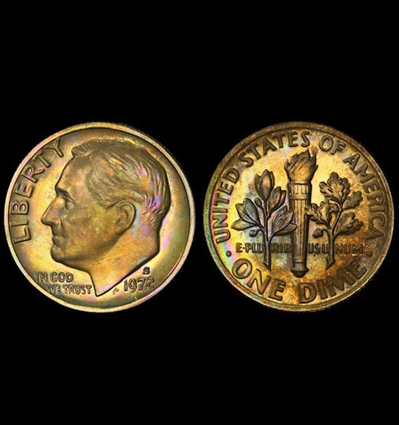 PR68 1972-S Roosevelt Proof Dime PCGS Secure- Pretty Album Toned (Bad True View) Cover