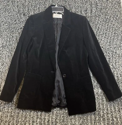 Blazer Dana Buchman Terciopelo Negro Un Botón Talla 6 Foto 1 de 4