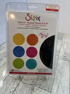 Sizzix Texturz Texture Plates Kit 1- 3 double sided-crowns, stars, flowers, etc - Image 1 of 3