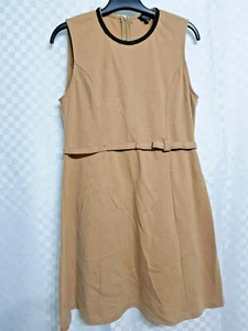 SIMPLY BE Casual Shift Dress Size 16 Brown Beige Zip Cotton Blend Sleeveless - Picture 1 of 10