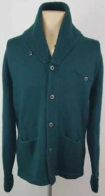 Wallace & Barnes Mens Chunky Knit Wool Green Cardigan Sweater Size Medium - Image 1 of 4