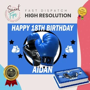 Boxing Personalised Rectangle Edible Birthday Cake Topper Cake Decoration Sports - Picture 1 of 7