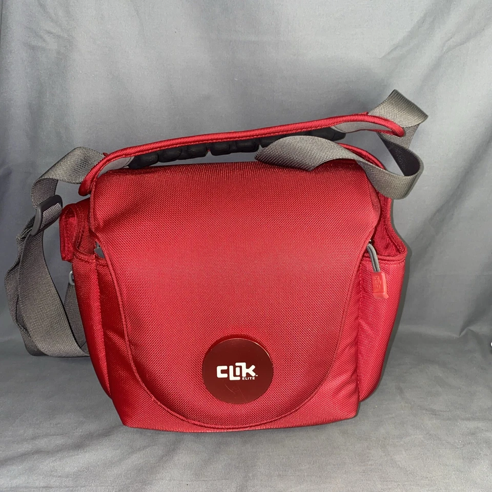 Estojo de câmera Click Elite vermelho acolchoado alça longa vários bolsos bolsa de chuva - Imagem 1 de 4