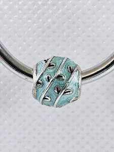 Pandora 790525EN18 Sterling Blue Enamel Vines Barrel Charm Authentic Retired 925 - Picture 1 of 7