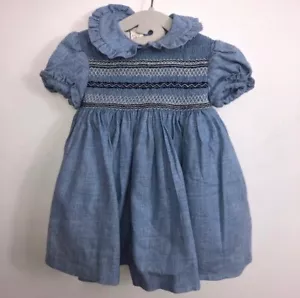 Il baule di Elianne Infant Girl's Size 0-6M Blue Dress Lined Spring Easter - Picture 1 of 8