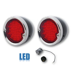 54-59 Chevy Truck LED Tail Light Lens & Black Housing Assembly w/ Flasher Pair - Picture 1 of 3