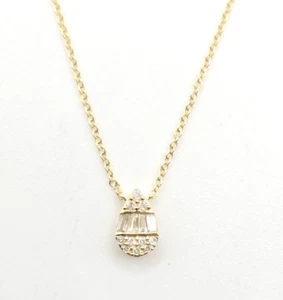 14kt Yellow Gold Diamond Pendant .20ctw Pear Shaped Baguette Round 16" Necklace - Picture 1 of 5