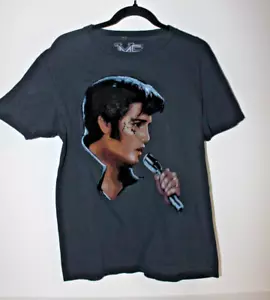 Rare Vintage Velvet Elvis Presley Shirt Medium King of Rock and Roll Mighty Fine - Picture 1 of 4