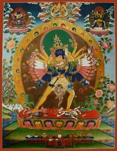 Pintado a mano Kalachakra religioso tibetano Thangka Thanka pintura de pergamino Nepal - Imagen 1 de 11