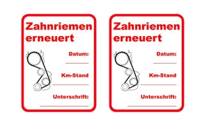 2x Aufkleber Zahnriemen Wechsel gewechselt Service Kundendienst Wartung Auto KFZ - Bild 1 von 1