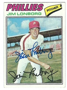 Handsignierte 1977 Topps Jim Lonborg Philadelphia Philles Karte #569 mit COA - Bild 1 von 1