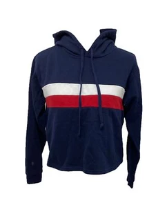 Women's Small Hoodie Forever 21 Blue Red and White Striped Cropped - Picture 1 of 6