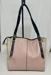 Antonio Melani Large Genuine Leather Purse Pink And Beige Gold Hard Wear - Picture 1 of 14