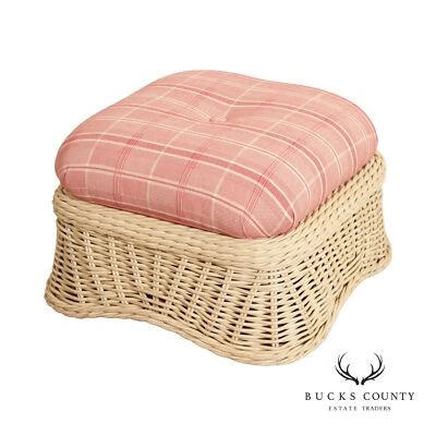 Vintage Quality Woven Wicker Ottoman Footstool - Image 1 of 4