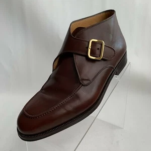 Bally Titus Ankle Boots Brown Leather Round Apron Toe Buckle Strap Size 7D - Picture 1 of 10